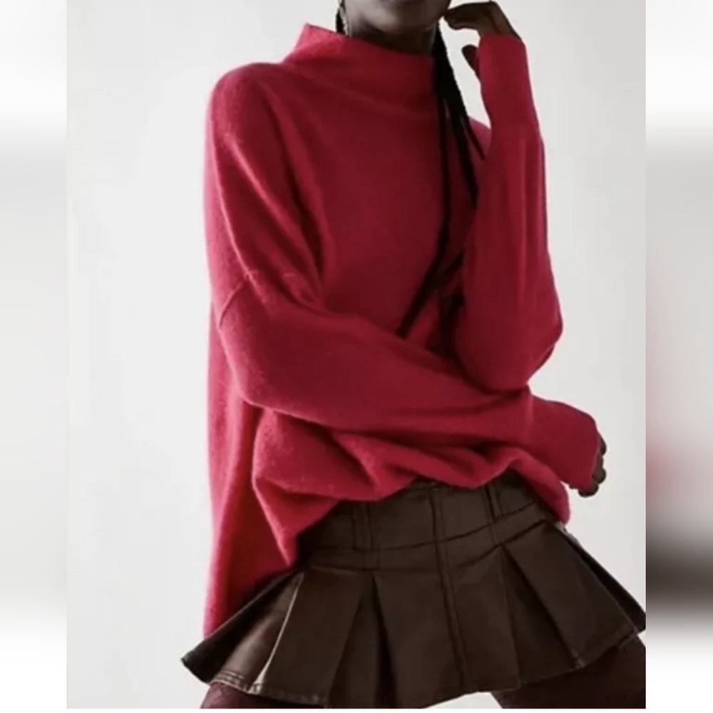 Free People Ottoman Cashmere Oversized Mock Neck Slouchy Sweater